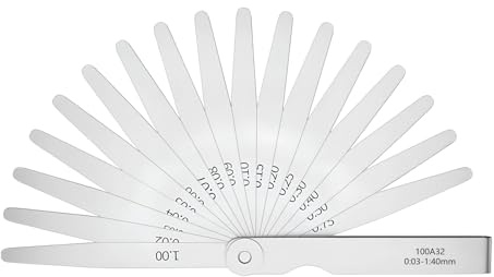 Galoni di spessore 32 lame, strumento pieghevole a levalino in acciaio inox, 0,03-1,00mm/0,001-0,04 a doppia metrica imperiale strumento e marcatura misurazione calibro
