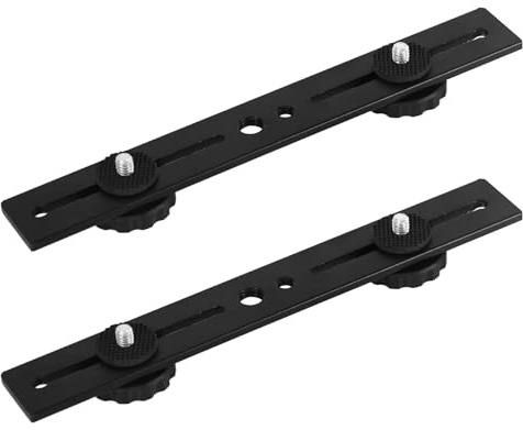 2pz Staffe Doppie Flash, Lega di Alluminio Barra Estensione per Staffa Doppia Flash di Alta Qualità con Attacco a Slitta da 1/4 Adatta per Fotocamera Treppiede Luce Led Microfono