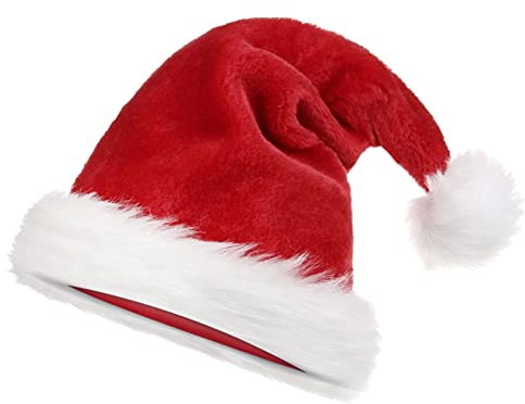 BrilliStar Weihnachtsmütze Nikolausmütze, Rot Santa nikolaus Mütze Zweilagige Verdickung mit Plüschkugel Weihnachtsmann Mütze Weihnachtsfeier Mottoparty Karneval Hüte 31x45cm