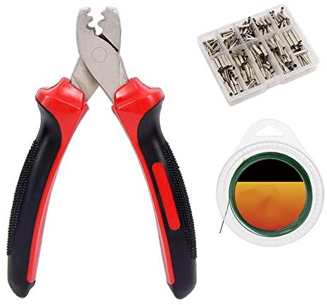 Angeln Crimper Tools Hülsen Set Edelstahl Angelzange 300 Quetschhülsen in 7 verschiedenen Größen (A)