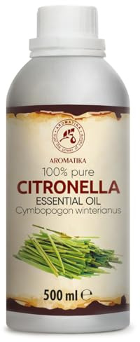 Olio Essenziale di Citronella 500 ml - Cymbopogon Winterianus - Naturale e Puro - Olio essenziali per Diffusori - Profumi per la Casa - Saponi e Candele - Sauna - Aroma Fresco - Aromaterapia