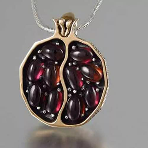 Halskette Anhänger Vintage Obst Granatapfel Anhänger Halskette Retro Roter Granat Granatapfel Stein Halskette Frauen Hochzeit Schmuck Geburtstagsgeschenke Weihnachts Geschenke für Frauen