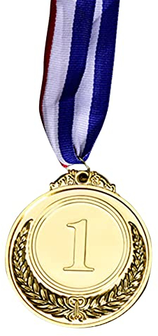 AMZLORD 1-TLG Medaillen mit Band aus Metall, Gold Gewinner Medaillen Siegermedaillen im Olympischen Stil for Kinder, Kinderveranstaltungen, Klassenzimmer, Bürospiele und Sport - 1. Platz