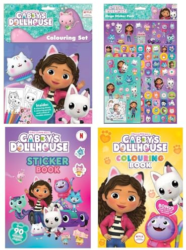 Anila's Gabby's Dollhouse Activity Set with Colouring Set, Stickers, Sticker Book & Colouring Book.