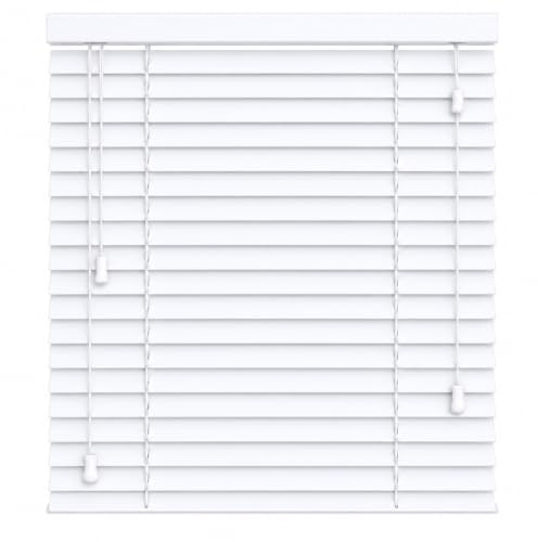 Home In Style 4U Faux Wood Window Venetian Blinds,White(W 210cm x L 213cm) | 50mm Horizontal Smooth Slats with String Blind, Easy Fit Child Safe cords Trimmable-Home Office Window Blinds