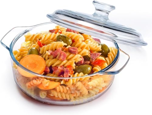 NUTRIUPS Casseruola da 1 l con coperchio, adatta al forno, piccola teglia da forno in vetro con manici