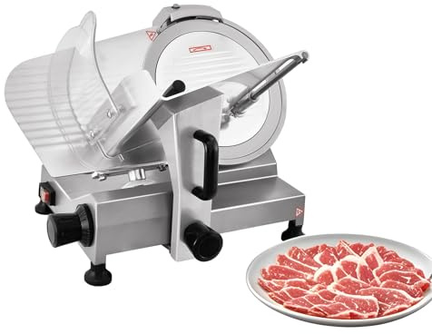 Hakka Electric Meat Slicer, 10inch Blade Commercial Food Slicers Aluminum Alloy Semi-Auto Cheese Slicer for Meat Bread Ham Adjustable Thickness 220V/50Hz/150W