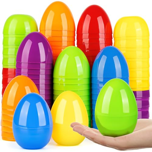 V-Opitos 3.5'' Big Easter Plastic Eggs, 36 PCS Bulk Empty Easter Eggs in 6 Colors, Fillable Hinged Eggs for Easter Egg Hunt, Basket Stuffers Fillers, Easter Party Favor for Kids