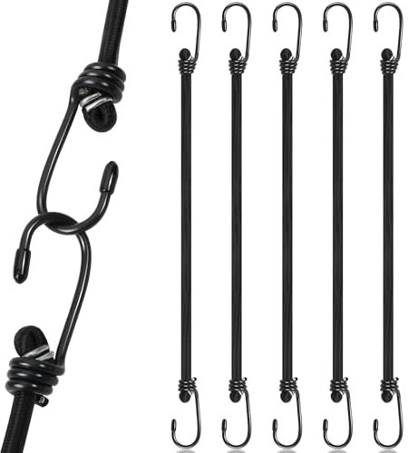 SEPGLITTER 5 Stück Spanngummi mit Haken, Gepäckspanner Expander Gummispanner mit Haken 60 cm für Camping Wandern Zelte Planen LKWs Boote