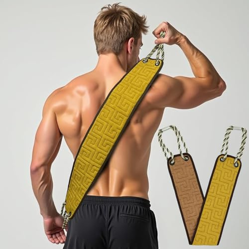 AHLPO Brosse exfoliante pour le dos pour douche, lave-dos de 95 cm avec poignées améliorées, gant de toilette exfoliant pour homme et femme, serviette exfoliante double face pour frotter votre corps