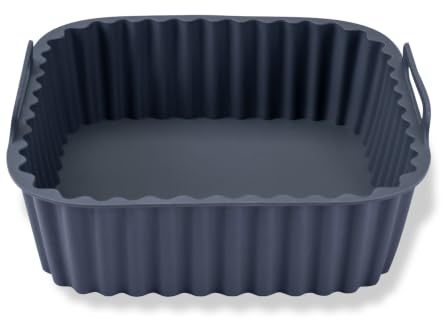 Fackelmann Hot Air Fryer Silicone Mould - 17 cm Smooth Square Ash Grey for Crispy Dishes Without Sticking, Dishwasher Safe