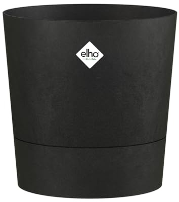 Elho Foss Round 30cm Vaso per Interno - 100% Plastica Riciclata - Ø 29.5 x H 29.1 cm - Nero/Living Black