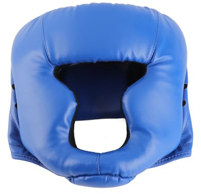 Mingzhe Casque de Boxe pour Adultes et Enfants, Casque de Kickboxing, Entraînement MMA, Sparring, Arts Martiaux, Protection Réglable, Rembourrage en Mousse Cuir PU, Noir, (S pour Les Enfants)