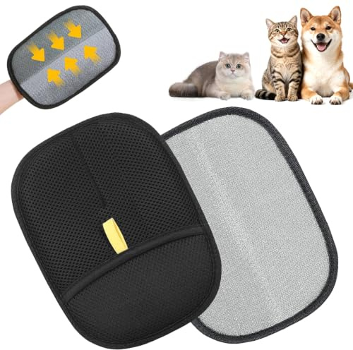 Jorxentia 2Pack Pet Hair Removal Glove, Reusable Electrostatic Deshedding Mitt for Cats & Dogs, Effectively Removes Hair from Clothes, Sofas, Carpets & Furniture