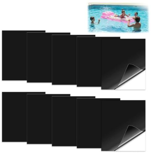 Stalora 10 Pièces Rustine Matelas Gonflable en TPU, Patch de Réparation Auto-Adhésif Imperméable pour Piscine, Bouée, Spa et Bateau Pneumatique (Noir)