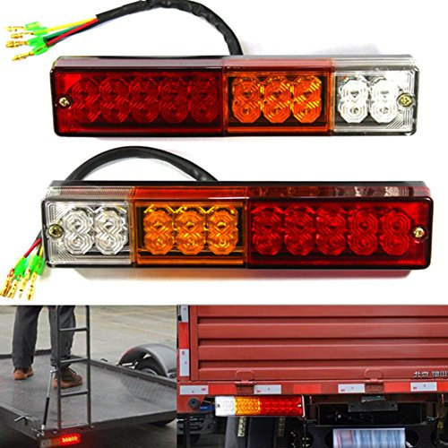 WDragon 2-PACK 20 LED Trailer Tail Rear Light,Turn Signal Reverse Brake Lamp for Trailer Truck Lorry Caravan Van Tractor 3W DC12V