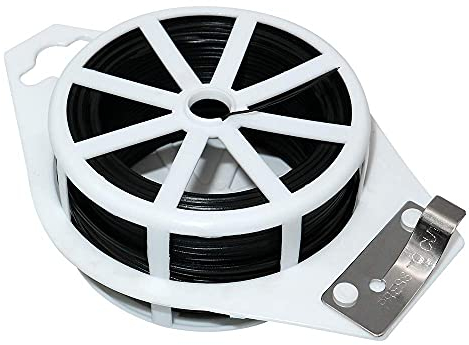 KINGLAKE 100m Fil de Fer Jardin Noir - Attache Plante Grimpante avec Cutter, Fil Plastifié Soft, Fil Torsadé pour Plantes, Vignes, Arbustes et Fleurs