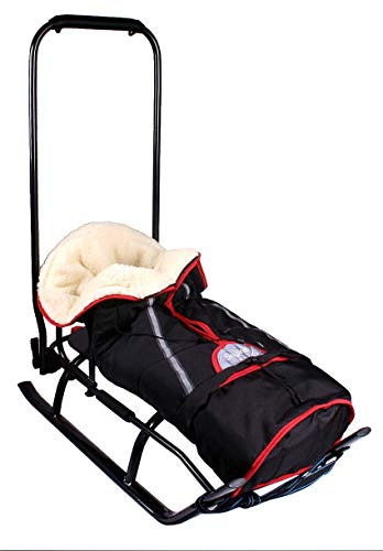Slitta 3 in 1 per bambini con schienale, poggiapiedi, manico scorrevole e cinghia in alluminio (nero e grafite)