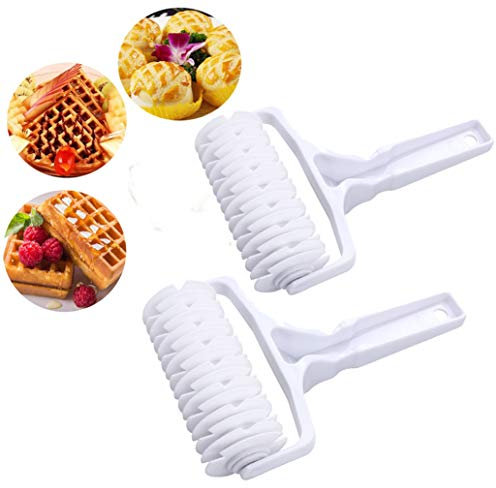 WENTS Rullo per Losanghe Lattice Cutter Tagliapasta Fondente Taglierina a Rullo Tagliapasta Grattugiato Craft Rullo di Pasticceria Reticolo Cucina Artigianale per Pizza Torta Torta Biscotti 2pcs