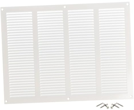 Steinberg14 Griglia di Ventilazione Rettangolare 400x300 mm - Griglie di Aerazione in Metallo Bianco - Serranda di Scarico dell'aria con Zanzariera - Copri Bocchetta Interna a Parete e a Soffitto