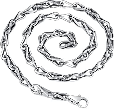 ANAZOZ Kette Silber 925 Ohne Anhänger 65 cm, Halskette Mann Hip Hop 7mm Breit Gliederkette Silber