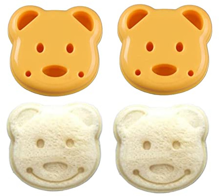 Bear Shape Sandwich Mold Cutter, Cartoon Bread Sandwich Shapers DIY Maker Biscuit Cookie Cake Mould Cutter Tool (2 Pack)