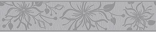 A.S. Création Moderne Blumen Bordüre Selbstklebend Grau Glitzer 346667 5,00 m x 0,13 m Made in Germany