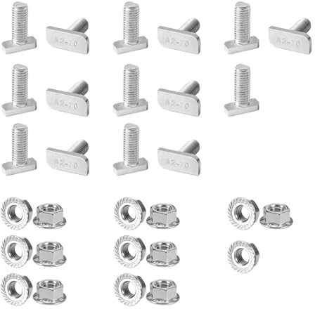 Tornillos con cabeza de martillo M8 x 20 mm, 15 unidades, tornillos de anclaje para carril de acero inoxidable A2-70 con fijación con tuercas con brida, para carril de montaje fotovoltaico