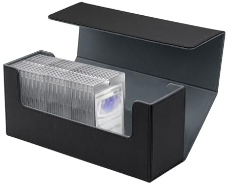 Tolesum Caja de Almacenamiento para MTG, Box para 580+ Nuevo Cartas sin Funda/35pt Fundas Cartas Magic, Magnetic Flip Box con Cuero de PU para Carta de Magic Commander TCG - Negro