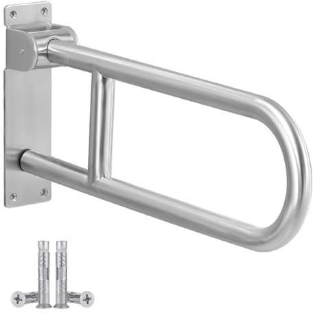 LORESJOY Maniglione Bagno Disabili 60cm, Maniglia Doccia Anziani, di Sostegno Ribaltabile, Barra di Sicurezza Supporta 300-350kg