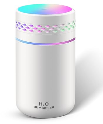Mini Luftbefeuchter - Premium-Befeuchtungsanlage mit 260ml Wassertank, flüsterleiser Ultraschall Funktion, Nachtlichtfunktion und automatischer Abschaltung (weiß)