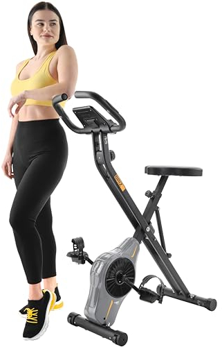 TREX SPORT Heimtrainer Fahrrad klappbar TX-340XB BRIZ | Hometrainer Fahrrad | 10 Widerstandsstufen, 6 Sitzhöhen, App-Steuerung, 100 kg belastbar (GRAY MARBLE)