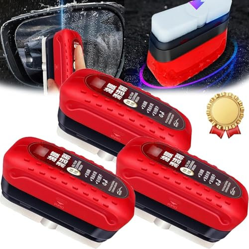 Lot de 3 films oléophobes pour vitres de voiture, brosse de nettoyage multifonctionnelle pour film d'huile de voiture, nettoyant pour vitres de voiture, dissolvant de film d'huile pour pare-brise