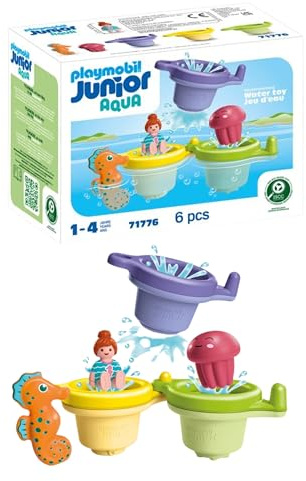 PLAYMOBIL | Junior Aqua | Vasito Flotante con diversión acuática | Juguete acuático a Partir de 1 año | Regalo Ideal para peques | Juguete de baño sostenible | 71776