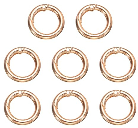 QUARKZMAN 8pcs Anillo de Resorte, 17mm O Ring Llavero Mosquetón Clip Hebilla Redonda Cierre de Metal Aleación Broche Accesorio para Senderismo Manualidades DIY Bolsa Decoración, Dorado