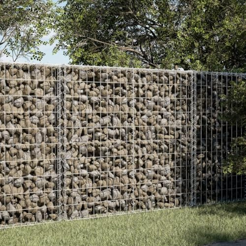 HaoChrymec Gabion with Couvercle, Métal Galvanisé, Panier à Pierre, Jardinière à Gabion, Parterre Surélevé en Gabion, Extérieur, 100 x 100 x 100 cm
