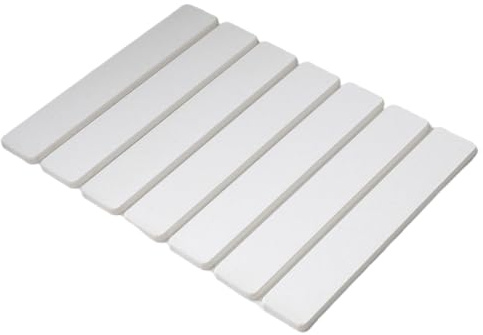 Alfombrilla de baño de Piedra de diatomita 40 x 30cm ultraabsorbente y de Secado rápido Plegable y Antideslizante Ideal para el Suelo de la Ducha de la Cocina Color Gris Claro (Blanco)