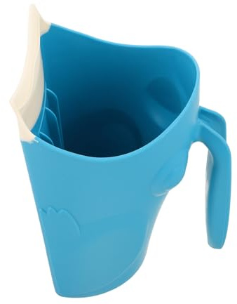 PartyKindom Bath Rinse Cup for Newborns and Cute Cartoon Blue Curved Rinser Pail to Protect Eyes from Water Easy to Clean Bathtub Rinse Cup for Hair Washing