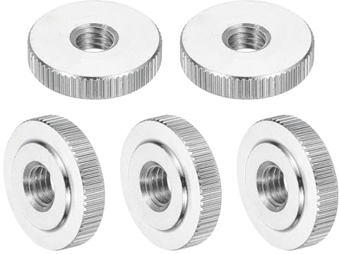 QUARKZMAN 5 Piezas De Tuercas Moleteadas M8, 304 Acero Inoxidable Tuercas Moleteadas De Cabeza Plana Con Agujero Pasante, Ajuste De Bloqueo, Tipo Delgado, Color Plata