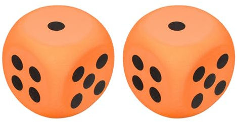 QUARKZMAN 2 Pezzi Dadi In Schiuma EVA 6 Cm/2.36 Pollici 6 Facce Palla Antistress Dadi Schiacciabili blocco Per Giochi Da Tavolo Alleviare Stress Ansia (Arancione)