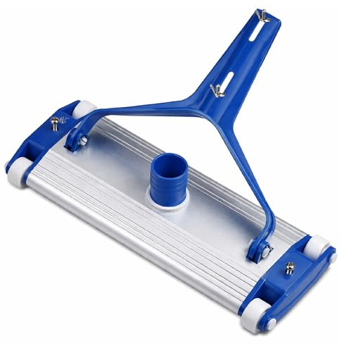 Fluvia Limpiafondos de Aluminio para Piscinas con 4 Ruedas Cepillos de Nylon Fijacion Palomilla Accesorio Limpieza Fondo Piscina Compatible Pertiga Mantenimiento Piscinas Jardin Patio Hogar Resistente