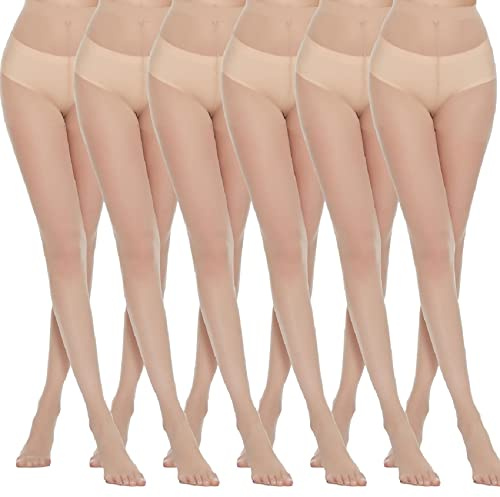 MANZI 6 Pairs Pantyhose for Women 20 Denier High Waist Sheer Tights