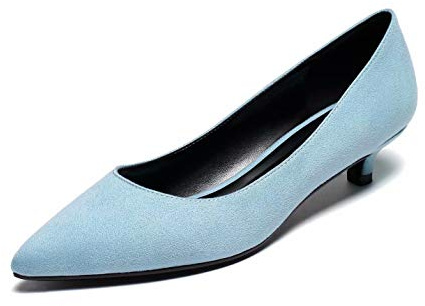 elashe Tacco Basso Scarpe con Tacco Donna 1.4 Tacchi a Punta Scarpe con Tacco Kitten Donna Suede-Blu EU40