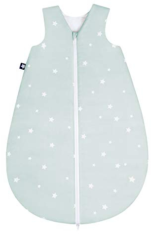 Julius Zöllner Baby Sommerschlafsack aus 100% Baumwolle, Größe 70, 6-12 Monate, Standard 100 by OEKO-TEX, made in Germany, Star mint