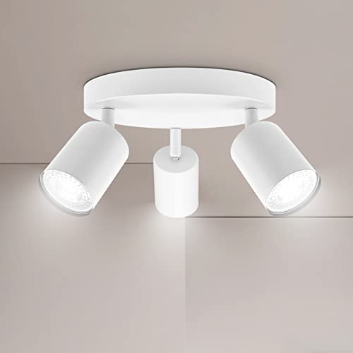 Ketom GU10 Deckenstrahler LED - Deckenstrahler 3 Flammig Rund - LED Deckenleuchte Schwenkbar - Weiße Deckenlampe Spot - Drehbar Deckenlampe 3 Flammig - Modern Strahler Deckenspot - Ohne Leuchenmittel