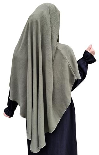 Yaqeen Khimar Jazz, runder Hijab zum Überziehen für Muslimah, einteiliger Kopftuch, Jilbab, islamisches Kopftuch, Khaki