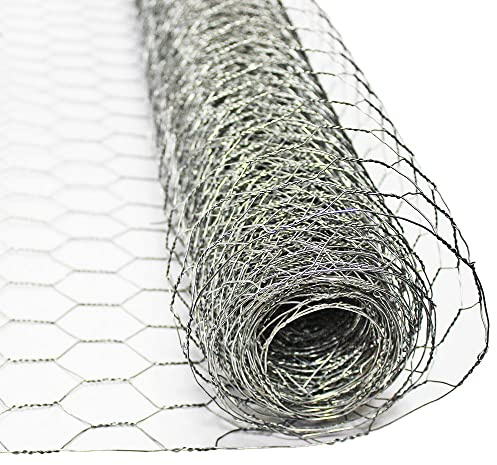 The Mesh Company Wire Mesh Galvanized & Green Chicken Wire Mesh Fencing Hexagonal Mesh Poultry Netting for Vegetable Garden Animal (25mm Galvanised 400mm x 10 Metre Roll)