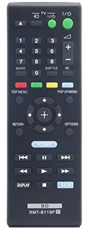 VINABTY RMT-B119P Télécommande remplacée Convient pour Sony Blu-Ray Disc Player BDP-S490 BDP-S4100 BDP-S1100 BDP-S590 BDP-S5100 BDP-S3100 BDP-S190 BDP-S4100B BDP-S1100B BDP-S390B BDP-S390