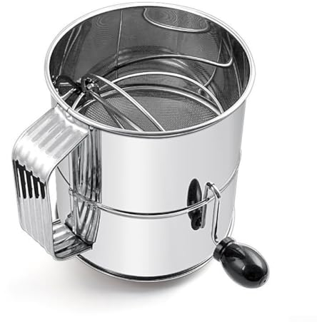 Passoire à farine en acier inoxydable avec anneau de mélange rotatif pour la fabrication manuelle de gâteaux pour saupoudrer les aliments avec du sucre en poudre pour tamiser la farine plus fine