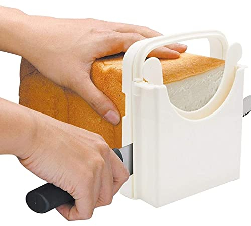Bread Slicer, Toast Cutter with Cutting Guide Foldable Adjustable Slice Thickness Bread Cutter Manual Loaf Cutter Machine Toast Slicing Cutter Toast Slicer Tool for Bread/Roast/Sandwich Maker
